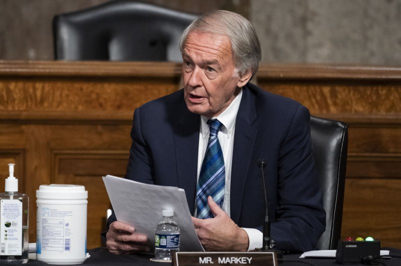 Sen. Ed Markey, D-Mass., pictured here, along with Sen. Ron Wyden, D-Ore., called on ICE to stop its use of surveillance technology on Monday. File photo by Alex Brandon/UPI.