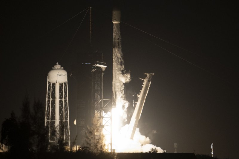 A SpaceX Falcon 9 rocket launches more than 30 first-generation Starlink satellites from Kennedy Space Center in September. The aerospace manufacturing company has been seeking to expand its broadband network around the world. File photo by Joe Marino/UPI