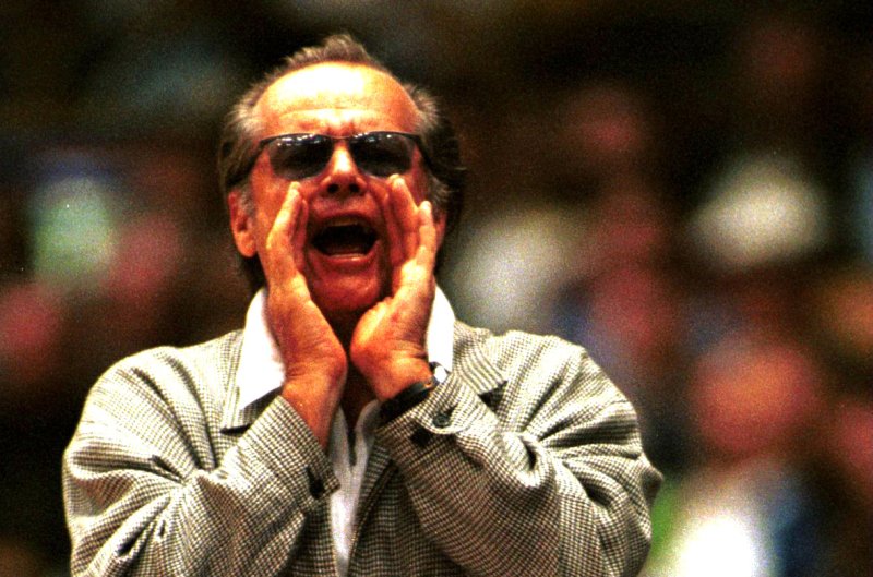 Jack Nicholson always had courtside seats to Lakers games. File Photo by Jim Ruymen/UPI