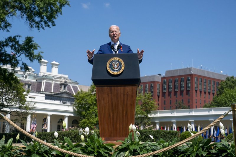 President Joe Biden speaks Monday during an event to celebrate the passage of the Bipartisan Safer Communities Act on the South Lawn of the White House in Washington. Photo by Shawn Thew/UPI