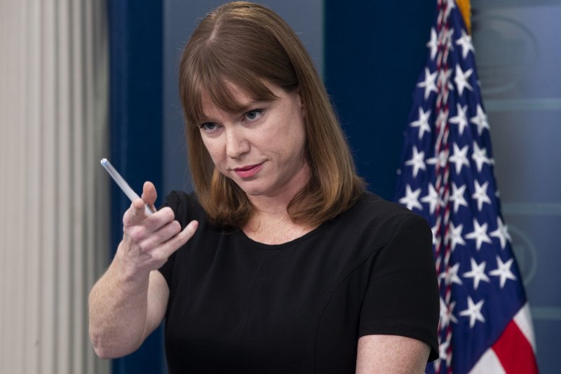In a last-minute reversal, White House director of communications Kate Bedingfield has decided to stay in her role in the West Wing. File photo by Michael Reynolds/UPI