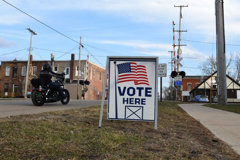 A polling place is seen in Grass Lake, Mich. Officials say that a piece of voting equipment was listed on eBay and ended up selling for less than $10. File Photo by Molly Riley/UPI | <a href="/News_Photos/lp/f4305f0140f78b1a13a9a935f7915a27/" target="_blank">License Photo</a>