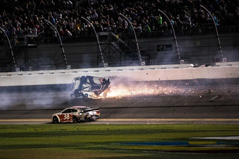 Ryan Newman is being treated at Halifax Medical Center in Daytona Beach, Fla., after getting into a wreck during the final lap of the 2020 Daytona 500 Sunday at Daytona International Speedway. Photo by Edwin Locke/UPI