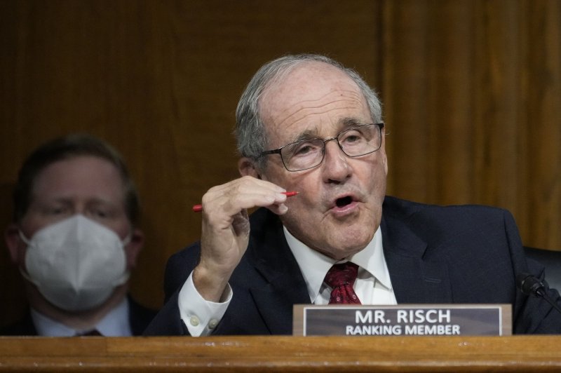 Sen. James Risch, R-Idaho, has sponsored a bill to punish unions for maritime labor slowdowns by re-defining slowdowns as unfair labor practices. Risch's bill would amend the National labor Relations Act and does not place any new restrictions on maritime employers. Pool photo by Drew Angerer/UPI