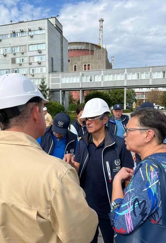 Members of International Atomic Energy Agency inspect the Zaporizhzhia nuclear power plant in Enerhodar, Ukraine, last Thursday. The inspectors have called for a safe zone around the facility. Photo by IAEA Press Office/UPI | <a href="/News_Photos/lp/d1c52a39b327ac3efb499b5d4e7af3a4/" target="_blank">License Photo</a>