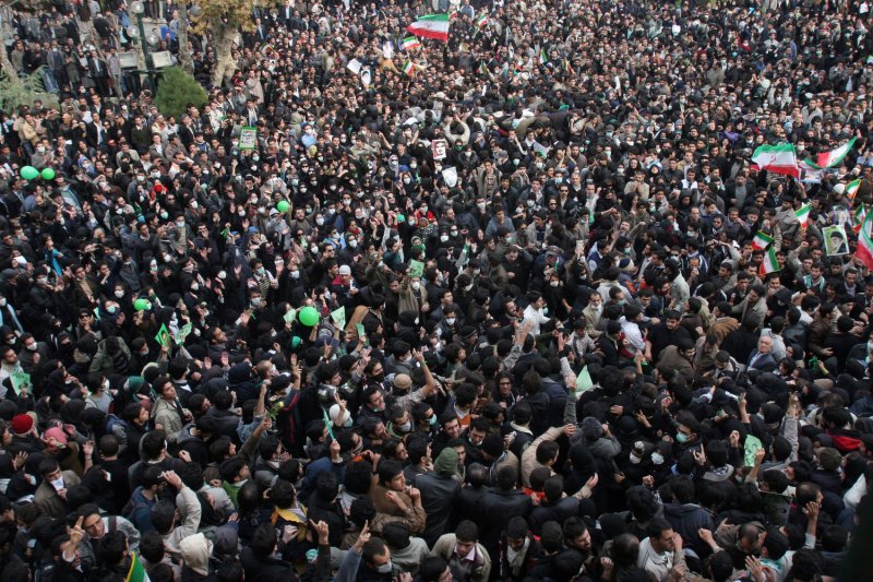 Iranian students and opposition supporters demonstrate against the Iranian government at Tehran University on December 7, 2009 in Tehran,Iran. The protest was the largest in months. UPI