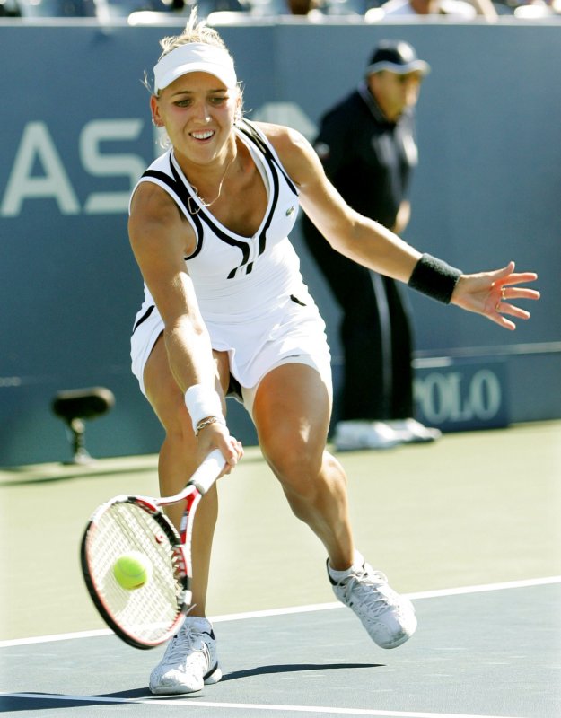 Elena Vesnina, shown in a 2010 file photo, won her first WTA championship with a straight-set win Saturday over Mona Barthel at the Moorilla Hobart International in Austrralia. UPI Photo/Monika Graff