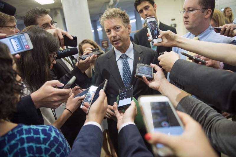 Sen. Rand Paul (R-Ky.) speaks to reporters after the Republican leadership unveiled their health care bill on Capitol Hill in Washington, D.C. on June 22. Paul is one of four GOP senators who said they will vote against the bill. Photo by Kevin Dietsch/UPI