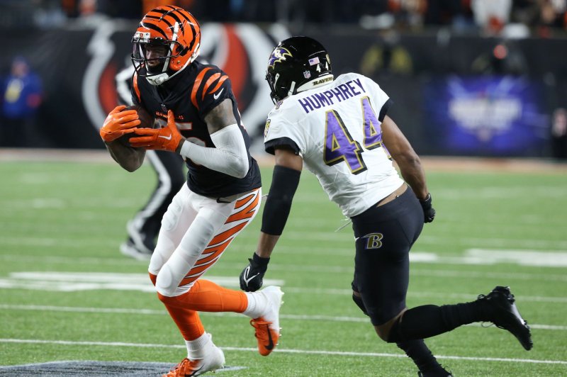 Cincinnati Bengals wide receiver Tyler Boyd (L) can be used as a fantasy football streamer in Week 9. File Photo by John Sommers II/UPI