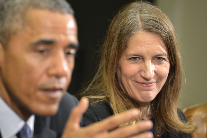 U.S. President Barack Obama (L) makes remarks as HHS Secretary Sylvia Mathews Burwell listens after meeting with people who have written letters about how they have benefited from the Affordable Care Act, in the Roosevelt Room of the White House, February 3, 2015, in Washington, DC. Photo by Mike Theiler/UPI