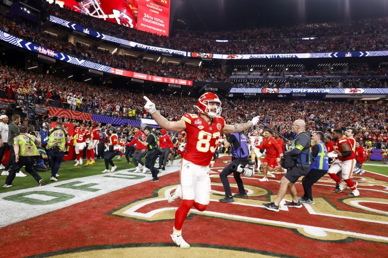 Super Bowl LVIII at Allegiant Stadium in Las Vegas, where the Kansas City Chiefs defeated the San Francisco 49ers 25-22 on Sunday, was the most-watched telecast in history, according to the NFL. Photo by John Angelillo/UPI