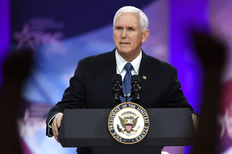 Vice President Mike Pence was among the roster of speakers for Christians United for Israel's summit this week in Washington, D.C.&nbsp; File&nbsp;Photo by Mike Theiler/UPI