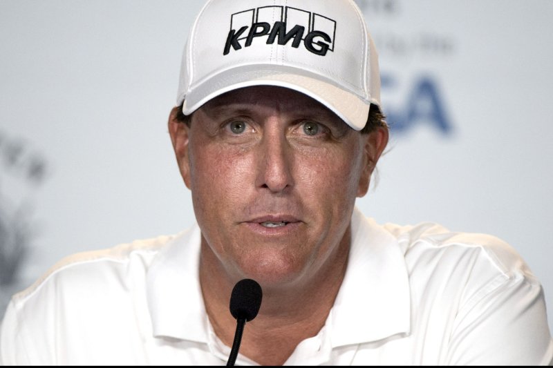 Phil Mickelson speaks to the media during a press conference prior to the start of the 2016 U.S. Open at Oakmont Country Club in Oakmont, Pennsylvania on June 15, 2016. Photo by Kevin Dietsch/UPI