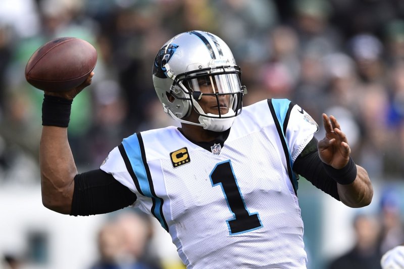 Carolina Panthers quarterback Cam Newton (1) throws the ball during the first quarter against the Philadelphia Eagles on October 21, 2018 at Lincoln Financial Field in Philadelphia. Photo by Derik Hamilton/UPI