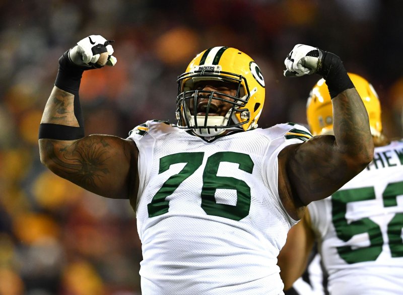 Green Bay Packers defensive end Mike Daniels celebrates during a game against the Washington Redskins last season.UPI photo