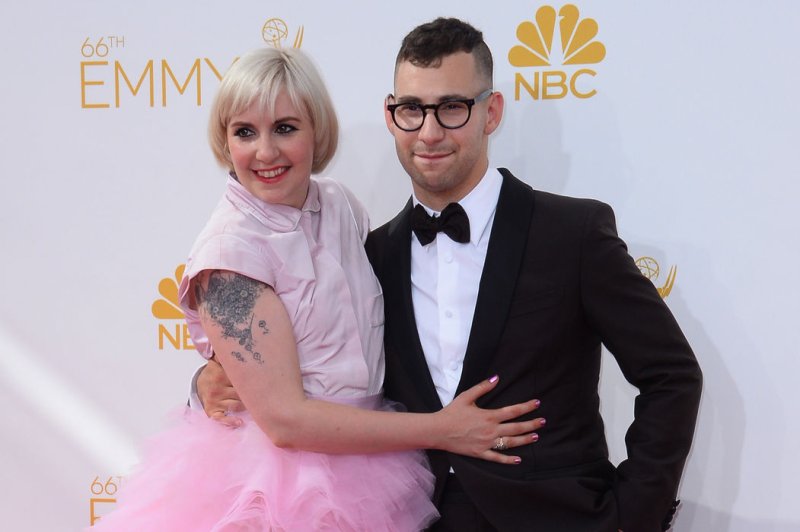 Lena Dunham (L), pictured with Jack Antonoff, wrongly assumed the musician was planning to pop the question. File Photo by Jim Ruymen/UPI