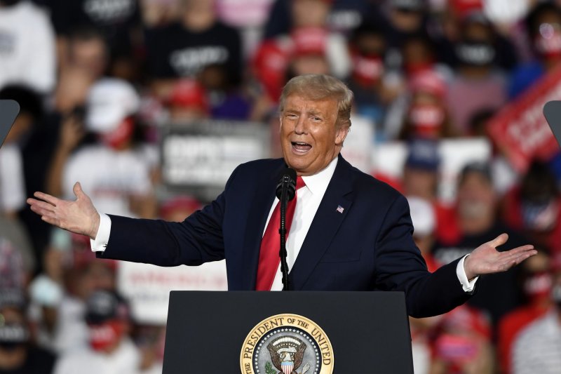 President Donald Trump touted his health in his first in-person rally outside of the White House since testing positive for COVID-19 in Florida on Monday, saying he felt "powerful." &nbsp;Photo by Joe Marino/UPI