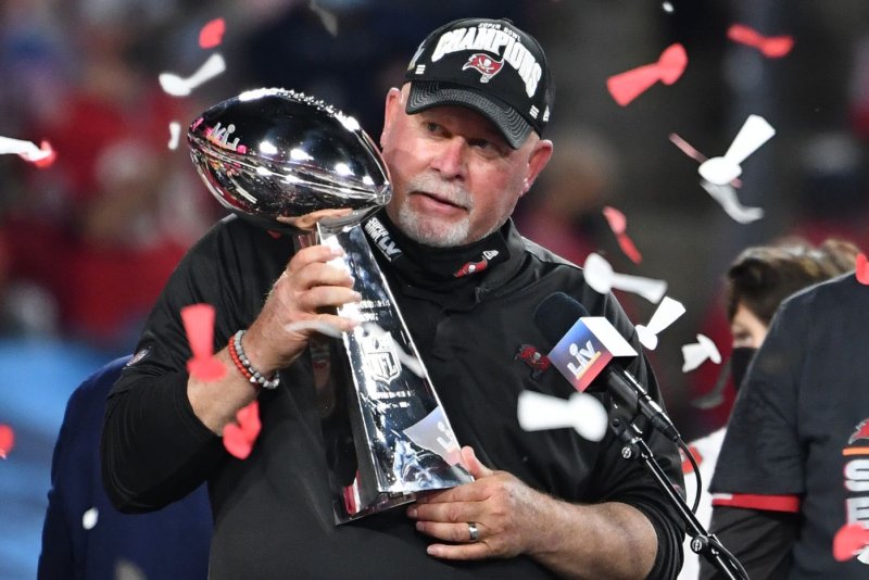 Tampa Bay Buccaneers head coach Bruce Arians said Monday the team will "do everything it can" to retain several key players who are hit free agency this off-season. Photo by Kevin Dietsch/UPI