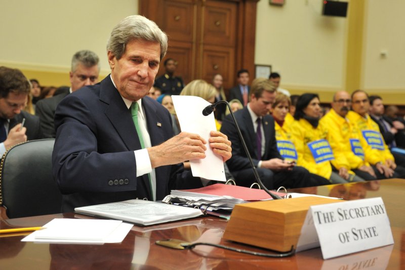 Secretary of State John Kerry testifies before a House Foreign Relations Committee on nuclear relations with Iran, on Capitol Hill, December 10, 2013, in Washington, D.C. UPI/Kevin Dietsch