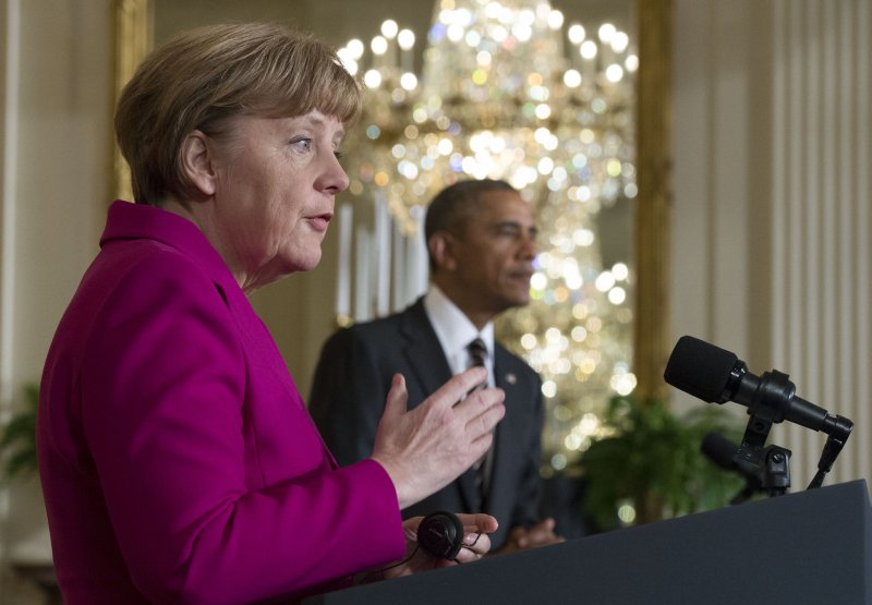 German Chancellor Angela Merkel, pictured with U.S. President Barack Obama at a press conference at the White House in 2015, announced on Sunday she would seek a fourth term as Germany's head of state. Merkel acknowledged rising populism around the globe and electoral challenges in Germany from the right, but said the issues facing the world and her country make convinced her to seek reelection. File photo by Kevin Dietsch/UPI