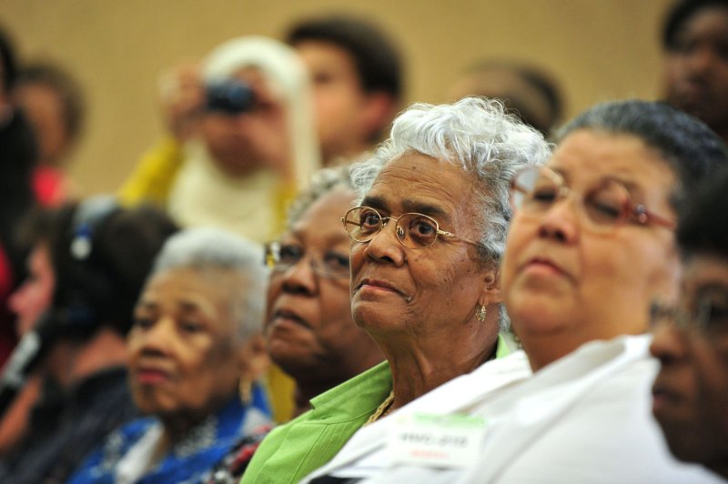 Medicare recipients attend at a news conference celebrating the 46th anniversary of Medicare in Washington on July 27, 2011. UPI/Kevin Dietsch