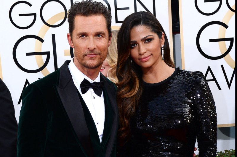 Actor Matthew McConaughey (L) and actress Camila Alves arrive for the 71st annual Golden Globe Awards at the Beverly Hilton Hotel in Beverly Hills, California on January 12, 2014. UPI/Jim Ruymen