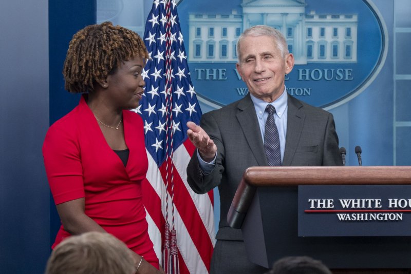 Dr. Anthony Fauci, chief medical adviser to the president, speaks Tuesday at his last daily press briefing at the White House before his retirement. Photo by Ken Cedeno/UPI | <a href="/News_Photos/lp/04dbd3afea50321f37d83e948da7e9cd/" target="_blank">License Photo</a>