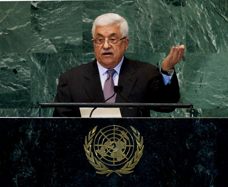 Mahmoud Abbas, chairman of the Palestinian Liberation Organization and president of the Palestinian Authority, addresses the 67th session of the General Assembly at the United Nations on September 27, 2012 in New York City. UPI/Monika Graff