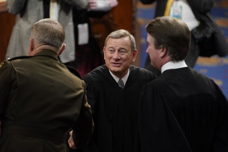 State programs that provide money for public school tuition cannot exclude schools that offer religious instruction, the U.S. Supreme Court ruled Tuesday, in a majority opinion written by Chief Justice John Roberts (C). File Pool Photo by Al Drago/UPI