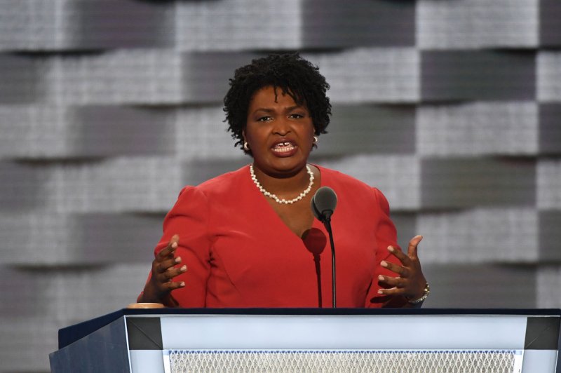 Stacey Abrams speaks at the Democratic National Convention in Philadelphia, Pennsylvania on July 25, 2016. A former Georgia State Representative, Abrams became the first black woman Tuesday to win a major party nomination for governor. File Photo by Pat Benic/UPI