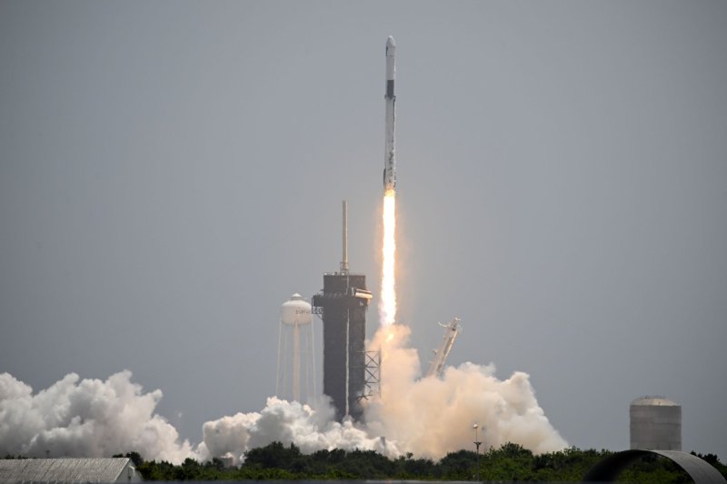 A SpaceX Falcon 9 rocket launches a Cargo Dragon spacecraft for NASA on its 28th International Space Station resupply mission at 11:47 a.m. Monday from Complex 39A at Kennedy Space Center in Florida. Photo by Joe Marino/UPI