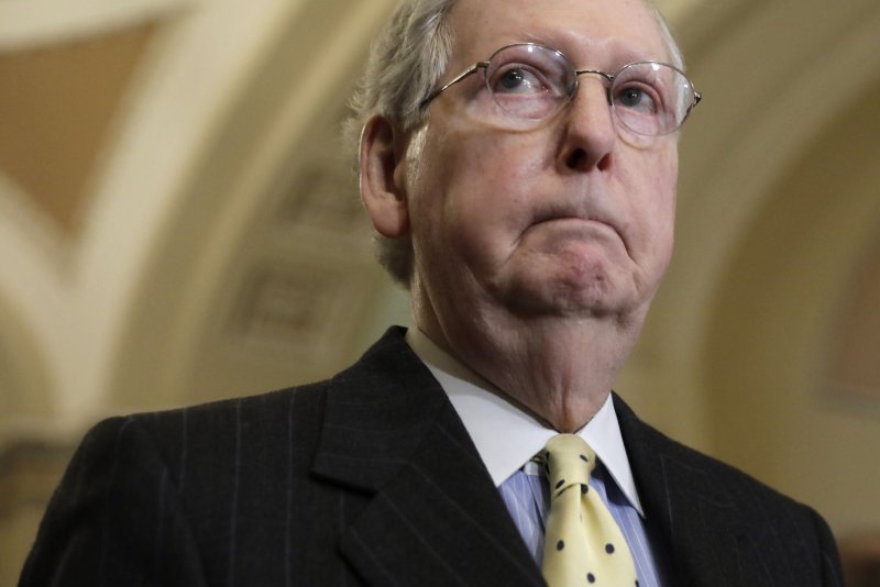 Senate Republican leader Mitch McConnell, R-Ky., led the Senate to invoke the nuclear option for the third time in six years. Photo by Yuri Gripas/UPI | <a href="/News_Photos/lp/795ec2ded4268ec5e970a8ad35dd9425/" target="_blank">License Photo</a>