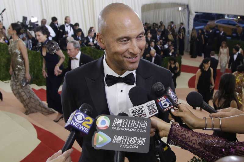 Derek Jeter arrives on the red carpet at the Costume Institute Benefit at The Metropolitan Museum of Art celebrating the opening of Manus x Machina: Fashion in an Age of Technology in New York City on May 2, 2016. Photo by John Angelillo/UPI