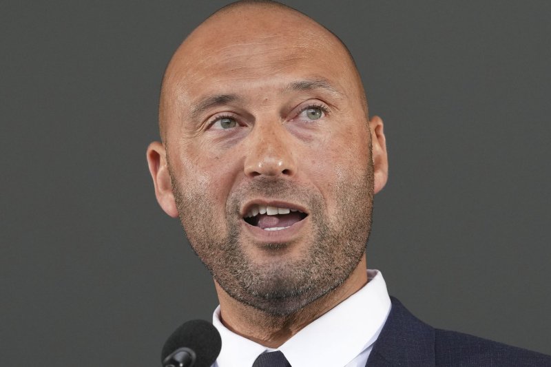 Derek Jeter, who was inducted into the Hall of Fame in September as a player, resigned Monday from his role as CEO of the Miami Marlins. File Photo by Pat Benic/UPI