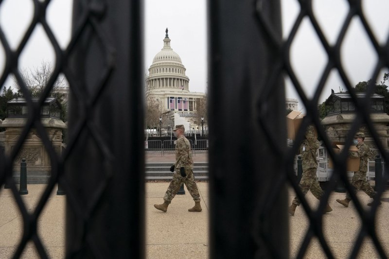 New security measures, including additional fencing, are being put into place by the U.S. National Guard around the U.S. Capitol ahead of the Jan. 20 presidential inauguration in Washington, D.C. Photo by Kevin Dietsch/UPI | <a href="/News_Photos/lp/8e15b3f652d1adeb4b1ae892fcb12b08/" target="_blank">License Photo</a>
