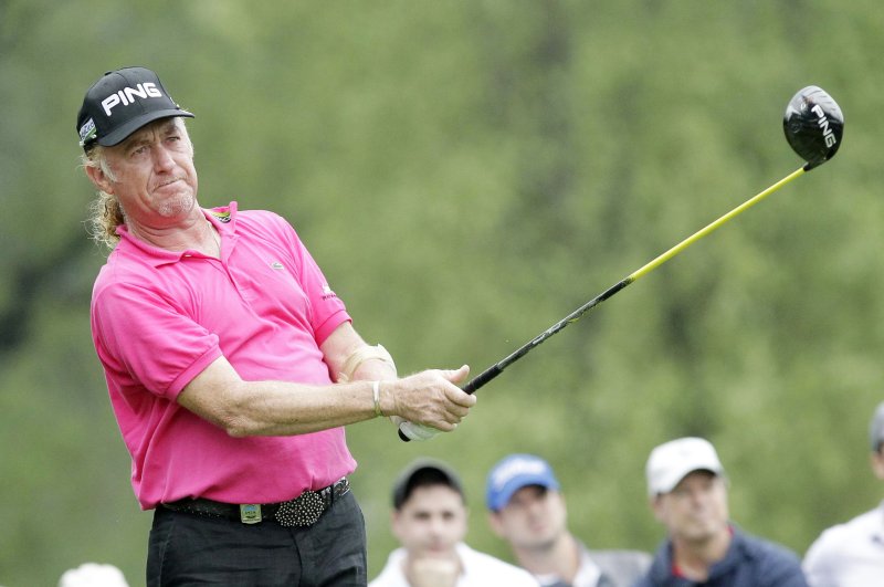 Miguel Angel Jimenez, shown at a tournament last August, successfully defended his Hong Kong Open title with a birdie on the first playoff hole Sunday. It was his 20th European Tour championship. UPI/John Angelillo