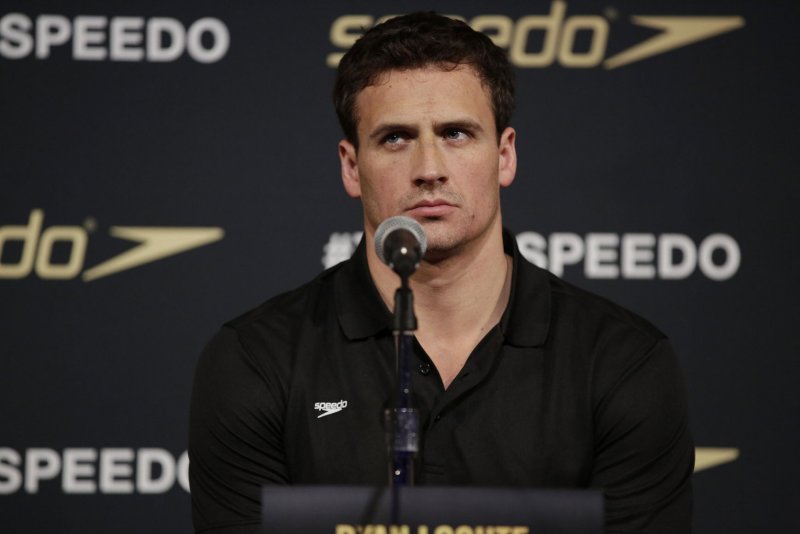 Ryan Lochte answers questions after the New York launch of Team Speedo and Speedo's Fastskin LZR Racer X in New York City on December 15, 2015. Olympic champions Missy Franklin, Ryan Lochte and Cullen Jones among other athletes unveil the official Speedo racing suit for the Rio 2016 Olympic Games. Photo by John Angelillo/UPI | <a href="/News_Photos/lp/6ed0fb069b734fca1bbffb7b63bac4d5/" target="_blank">License Photo</a>