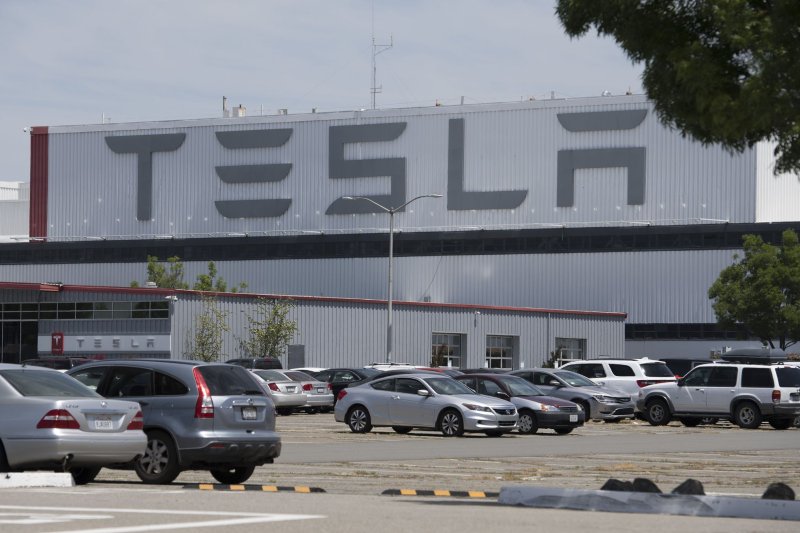 Tesla's factory in Fremont, Calif., is seen on May 10, 2020. The lawsuit filed Wednesday says that managers and supervisors at the facility regularly made discriminatory remarks toward Black workers. File Photo by Terry Schmitt/UPI | <a href="/News_Photos/lp/6bc4f26ee5798f0743318bcd3a3d35ed/" target="_blank">License Photo</a>