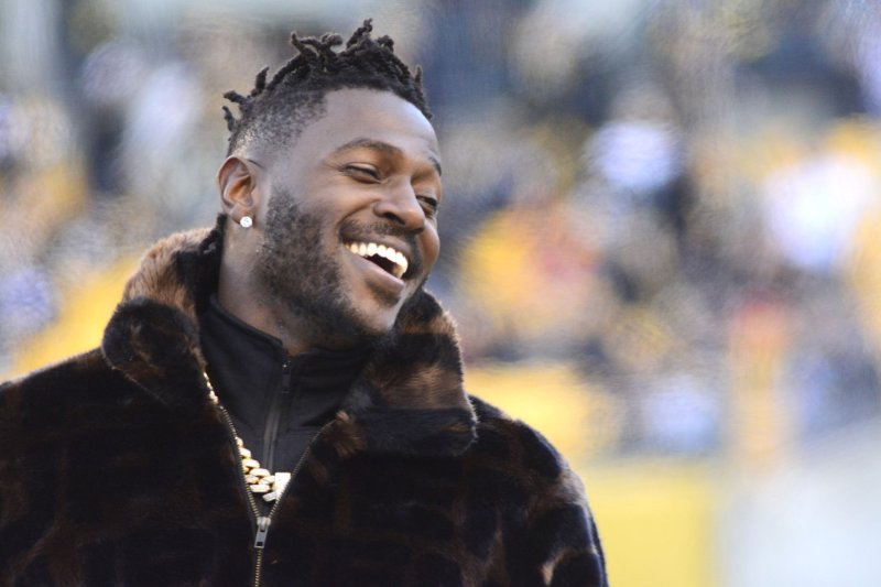 Former Pittsburgh Steelers wide receiver Antonio Brown was traded to the Oakland Raiders this off-season. File Photo by Archie Carpenter/UPI | <a href="/News_Photos/lp/d3110a22efd0835a1e5a67edfc8408a3/" target="_blank">License Photo</a>