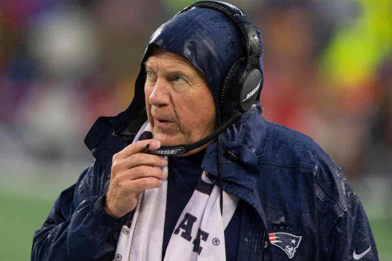 New England Patriots coach Bill Belichick ranks third all-time with 269 wins, trailing only Don Shula and George Halas. Photo by Matthew Healey/UPI
