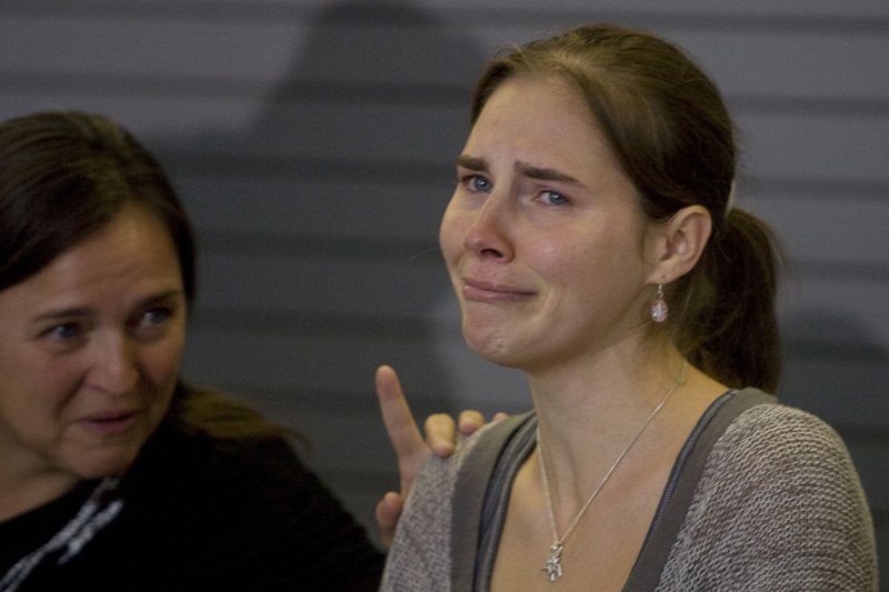 Amanda Knox appears during a news conference held at Seattle-Tacoma International Airport on October 4, 2011. On December 4, 2009, an Italian jury found Knox and her Italian boyfriend, Raffaele Sollecito, guilty of murdering her roommate. File Photo by Jim Bryant/UPI