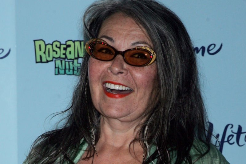 Roseanne Barr promotes her new Lifetime television show "Roseanne's Nuts" by giving away Macadamia Nuts from her Macadamia Farm in Hawaii at Chelsea Market in New York on July 13, 2011. UPI /Laura Cavanaugh