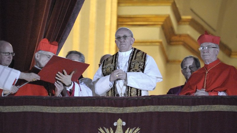 Argentina's Jorge Bergoglio, elected Pope Francis, appears from the window of St Peter's Basilica's balcony after being elected the 266th pope of the Roman Catholic Church on March 13, 2013 at the Vatican. He became the first non-European pope in nearly 1,300 years. UPI/Stefano Spaziani