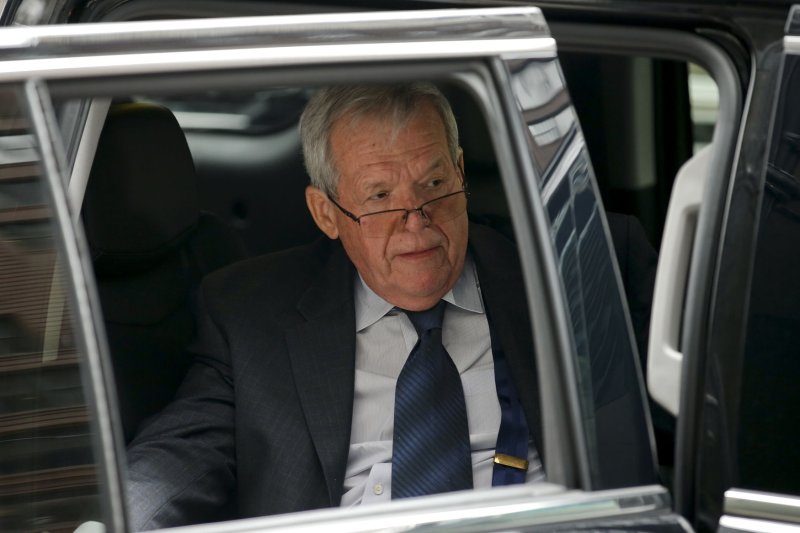 Former U.S. House Speaker Dennis Hastert leaves federal court after his sentencing hearing in Chicago on April 27, 2016. Northern Illinois University's Board of Trustees will vote on a recommendation to strip Haster of an honorary law degree. Photo by Kamil Krzaczynski/UPI