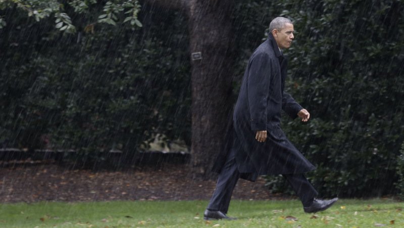Obama returned early to Washington after canceling his appearance at a campaign event Orlando, Florida due to Hurricane Sandy. UPI/Joshua Roberts/Pool
