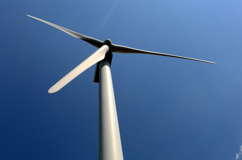 Wind turbines are getting taller and more efficient, though hydroelectric power stills holds a small edge in the United States, a federal report said. File photo by Pat Benic/UPI.