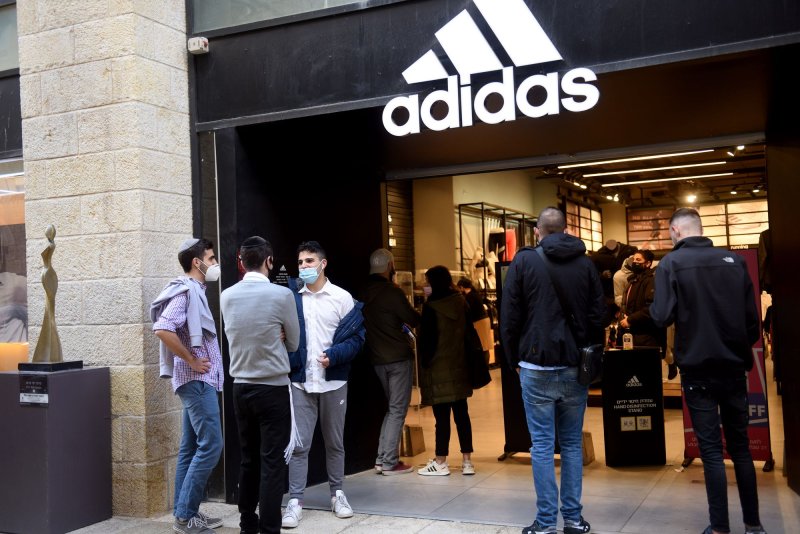 A New York jury refused to grant Adidas $7.8 million in damages on Thursday. Adidas sued clothing-manufacturer Thom Browne Inc., alleging their four-stripe design is too similar to Adidas' three-stripe design. File Photo by Debbie Hill/UPI
