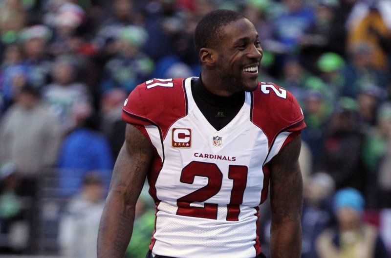 Arizona Cardinals cornerback Patrick Peterson (21) jokes with Seattle Seahawks fans during a timeout on December 24, 2016 at CenturyLink Field in Seattle, Washington. File photo by Jim Bryant/UPI