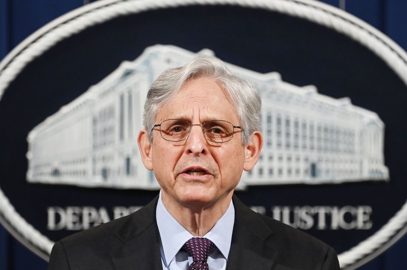 U.S. Attorney General Merrick Garland announced the wide-ranging probe of the Louisville Metro Police Department at a Washington news conference Monday. Pool Photo by Mandel Ngan/UPI
