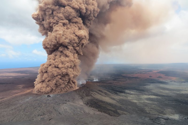 Researchers suggest the megaplumes of hot water and volcanic ash produced by underwater volcanoes have a similar shape to those produced by their above-ground peers. Photo by USGS/UPI | <a href="/News_Photos/lp/100dcedccbb1a4339d321e516c9dcbaa/" target="_blank">License Photo</a>